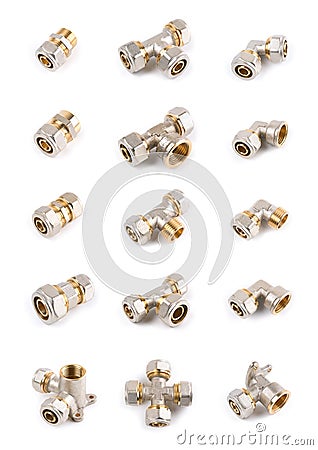 Set of plumbing fittings Stock Photo