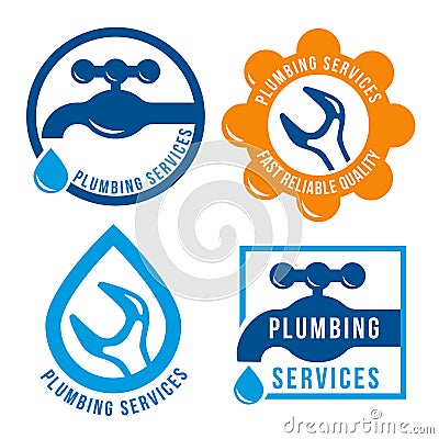 Set of plumbing theme logo template. Vector Illustration