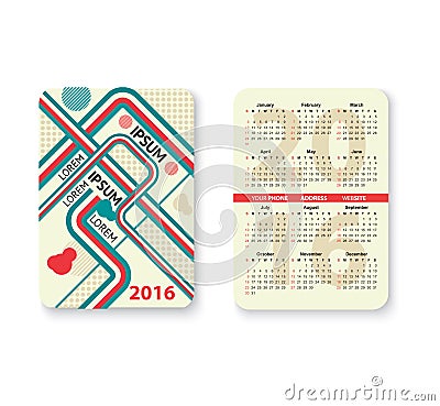 Set of pocket calendar Vector Illustration