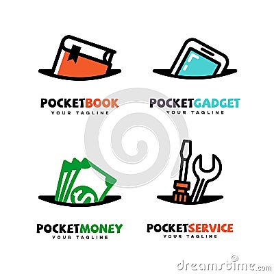 Pocket logo set Vector Illustration