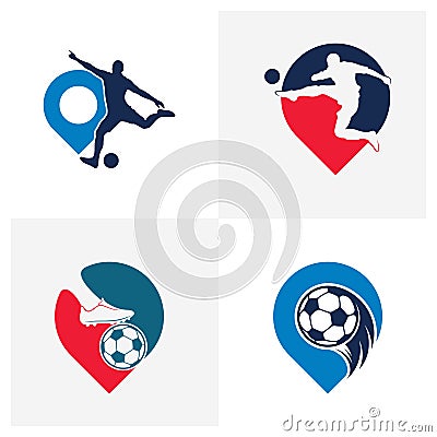 Set of Point Soccer logo design vector illustration, Creative Football logo design concept template, symbols icons Vector Illustration