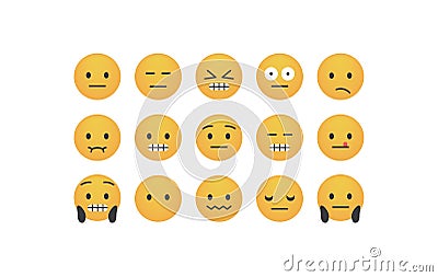 Set of poker face emoticon Vector Illustration