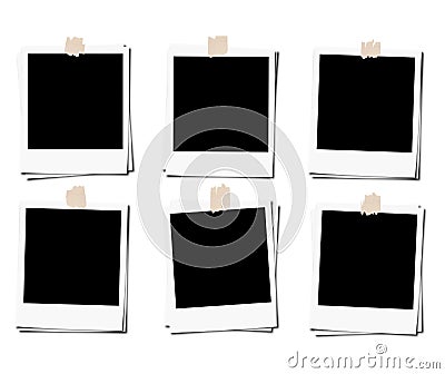 Set of polaroid photo films frame with tape, isolated on white backgrounds Stock Photo