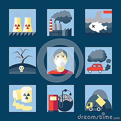 Set of pollution icons Vector Illustration
