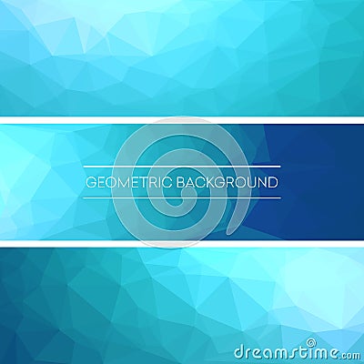 Set of polygonal triangular blue background banners design. Vector illustration Vector Illustration