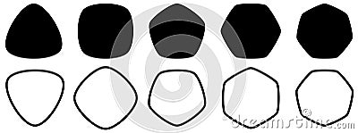 Set of polygons with rounded corners - triangle, square, pentagon, hexagon, heptagon - can be used as icons Vector Illustration