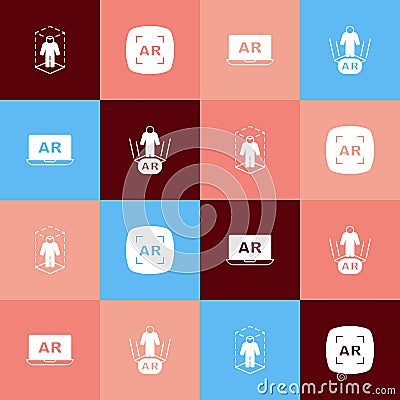 Set pop art 3d modeling, Augmented reality AR, and icon. Vector Vector Illustration
