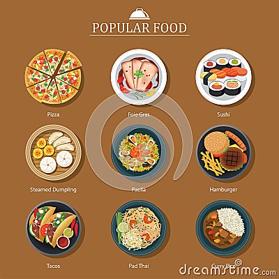 Set of popular food Vector Illustration