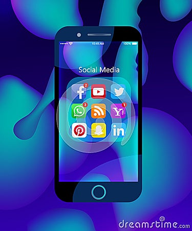 Set of popular social media icons Editorial Stock Photo