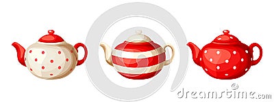 Set of porcelain teapots. Vector illustration. Vector Illustration