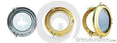 Set Porthole 3d Illustrations Stock Photo