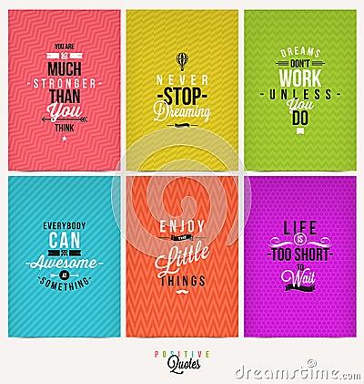 Set of Positive Quotes Vector Illustration