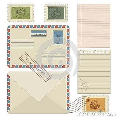 Set of post stamp symbols Vector Illustration