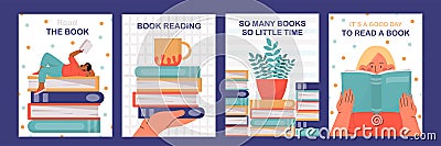 Set of posters with books vector concept Vector Illustration