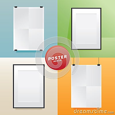 set of posters mock up. Vector illustration decorative design Cartoon Illustration