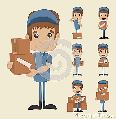 Set of postman Vector Illustration