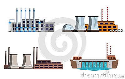 Set of power station. Vector Illustration