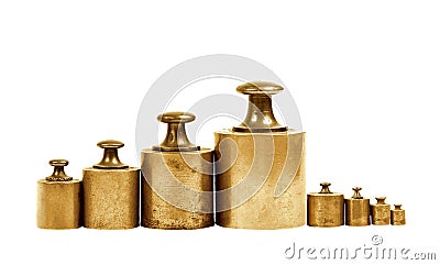 Set of precision weights for a balance scale Stock Photo