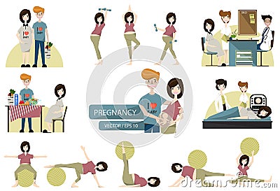 Set of Pregnant family.Vector.Illustration Vector Illustration