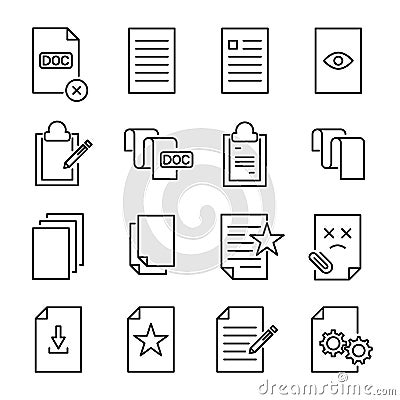 Set of premium document icons in line style. Vector Illustration