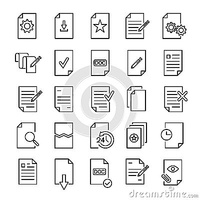 Set of premium document icons in line style. Vector Illustration