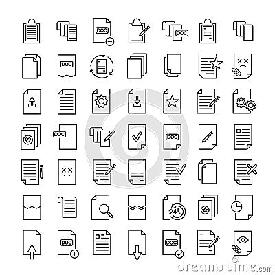 Set of premium document icons in line style. Vector Illustration