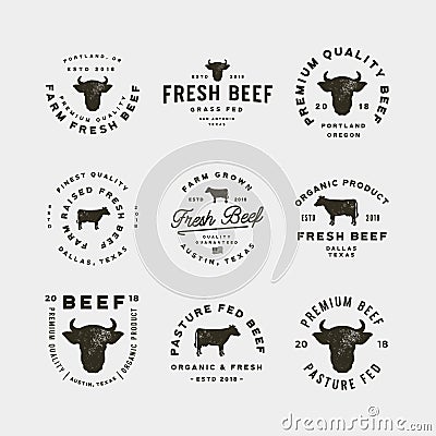 Set of premium fresh beef labels. vector illustration Vector Illustration