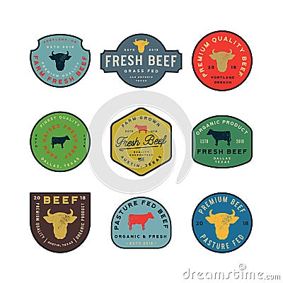 Set of premium fresh beef labels. vector illustration Vector Illustration