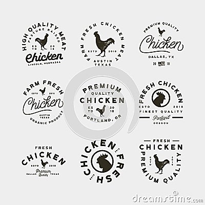 Set of premium fresh chicken meat labels. vector illustration Vector Illustration