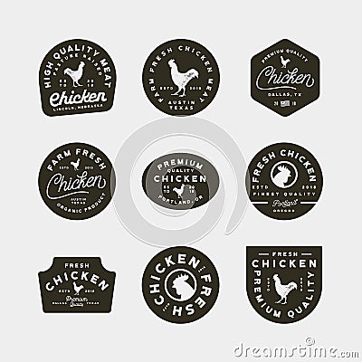 Set of premium fresh chicken meat labels. vector illustration Vector Illustration