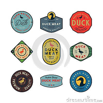 Set of premium fresh duck meat labels. vector illustration Vector Illustration