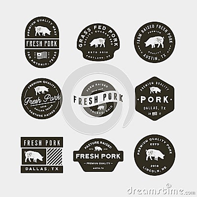 Set of premium fresh pork labels. vector illustration Vector Illustration