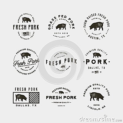 Set of premium fresh pork labels. vector illustration Vector Illustration
