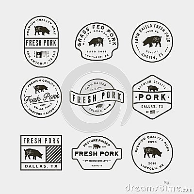 Set of premium fresh pork labels. vector illustration Vector Illustration