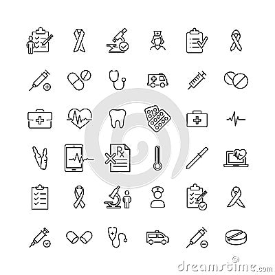 Set of premium healthcare icons in line style. Vector Illustration