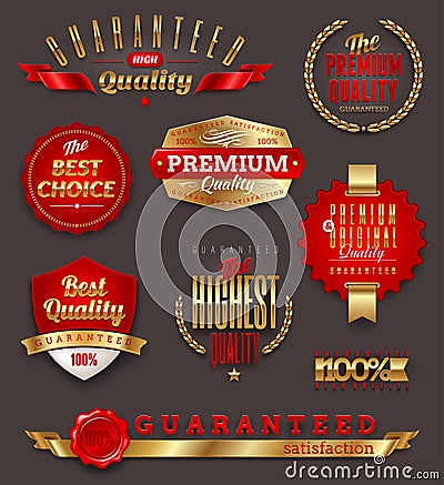 Set of premium quality golden labels Vector Illustration