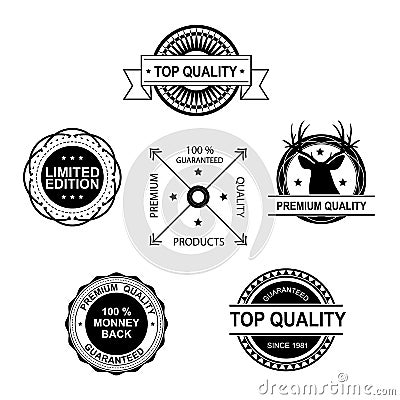 Set of Premium Quality and Guarantee labels and badges Stock Photo