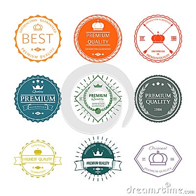 Set of premium quality labels and badges vector Vector Illustration