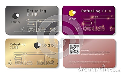 Set of premium segment refueling club discount cards Vector Illustration