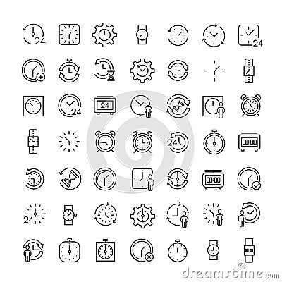 Set of premium time icons in line style Vector Illustration