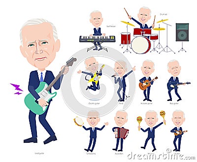 A set of President Biden playing rock `n` roll and pop music Editorial Stock Photo