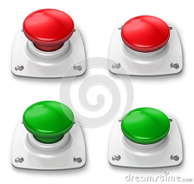 Set of pressed and depressed buttons Stock Photo