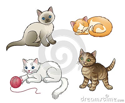 Set of pretty vector kittens Vector Illustration