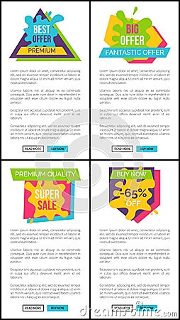 Set of Price Labels Best Premium Fantastic Offer Vector Illustration