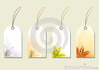 Set of price tags with lilies Cartoon Illustration