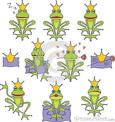 Set prince frog Vector Illustration