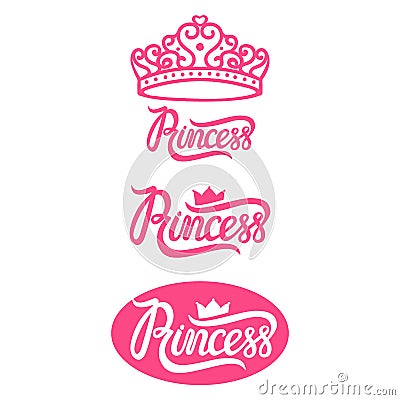 Set Princess logo pink Vector Illustration