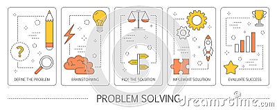 Set of problem solving abstract vertical banners Vector Illustration