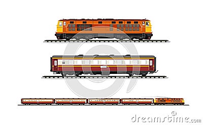 Set procession train Vector Illustration