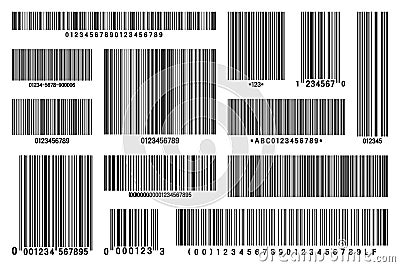 Set of product barcodes. Identification tracking code. Serial number, product ID with digital information. Store or Vector Illustration
